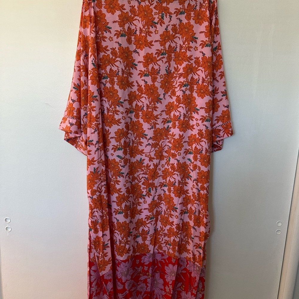 Jessica Simpson Floral Kimono Duster  in Pink and Orange size 3x/4x - Picture 6 of 6